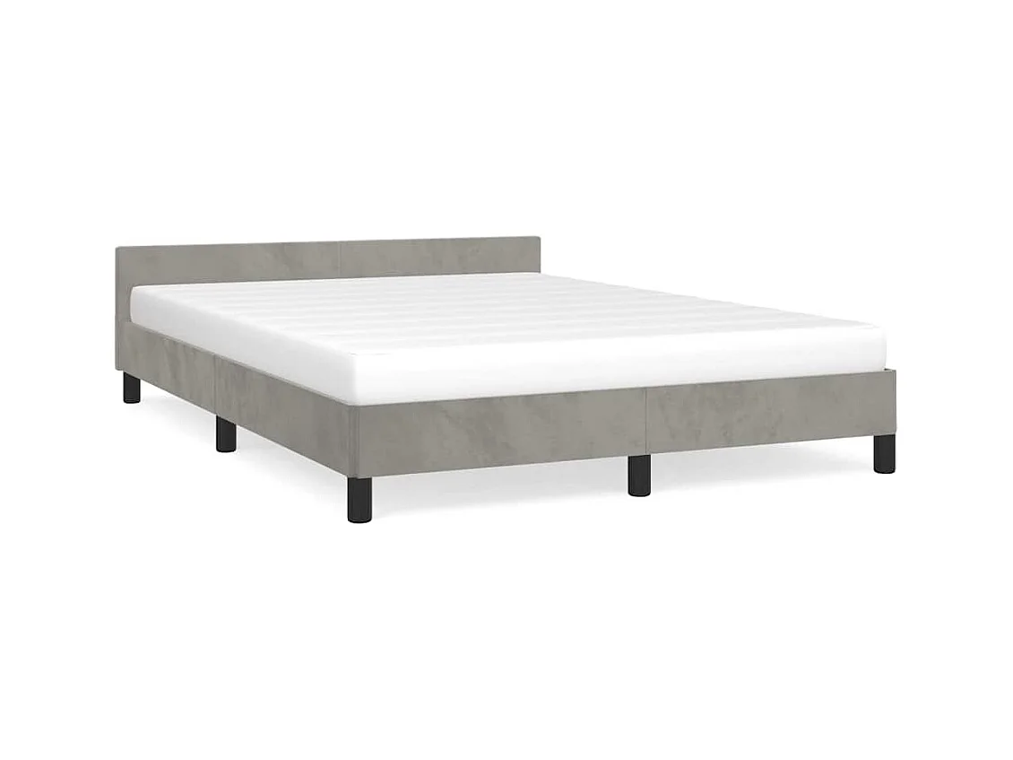 Lit double | Lit adulte | Cadre de lit gris clair 140x190 cm velours