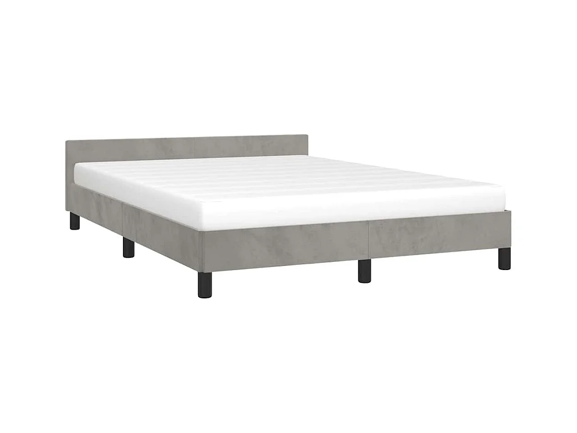 Lit double | Lit adulte | Cadre de lit gris clair 140x190 cm velours