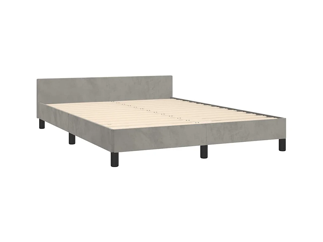 Lit double | Lit adulte | Cadre de lit gris clair 140x190 cm velours