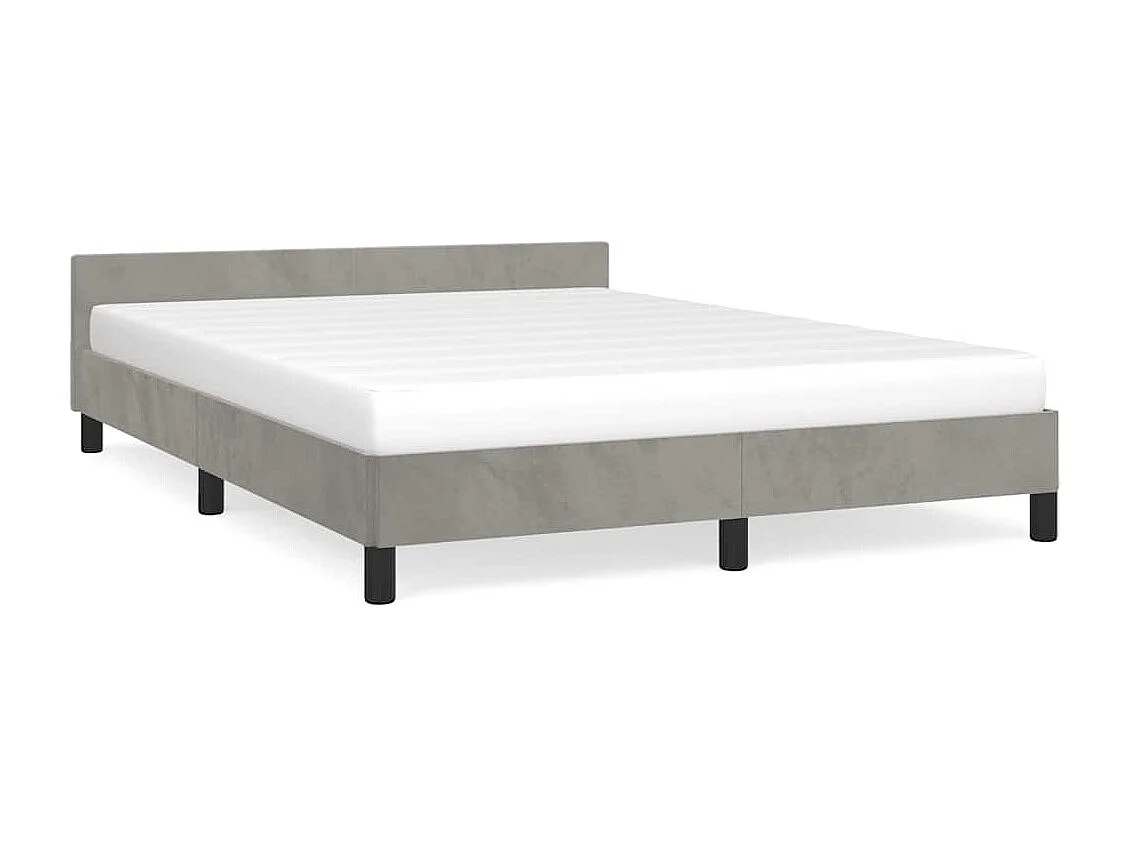 Lit double | Lit adulte | Cadre de lit gris clair 140x190 cm velours
