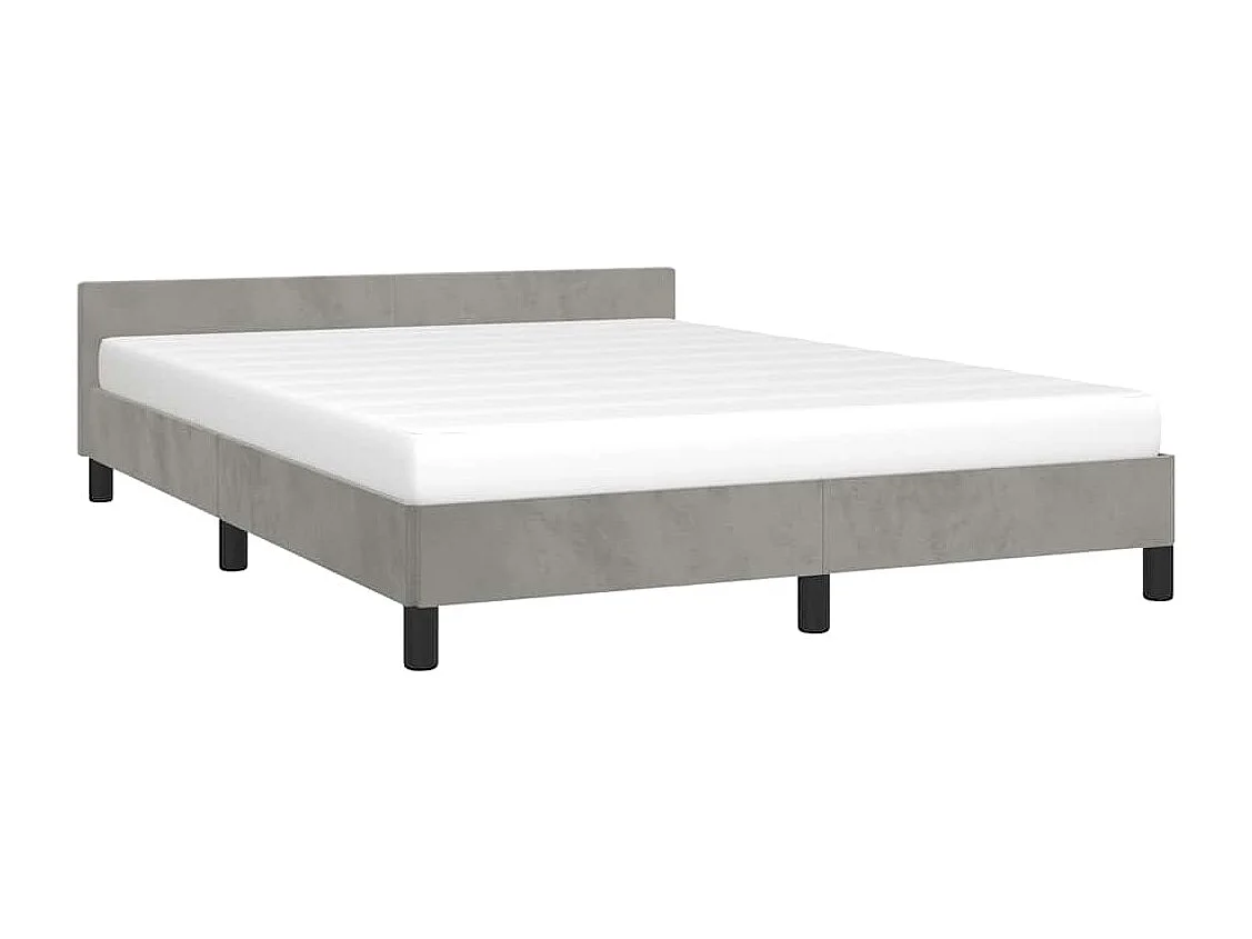 Lit double | Lit adulte | Cadre de lit gris clair 140x190 cm velours