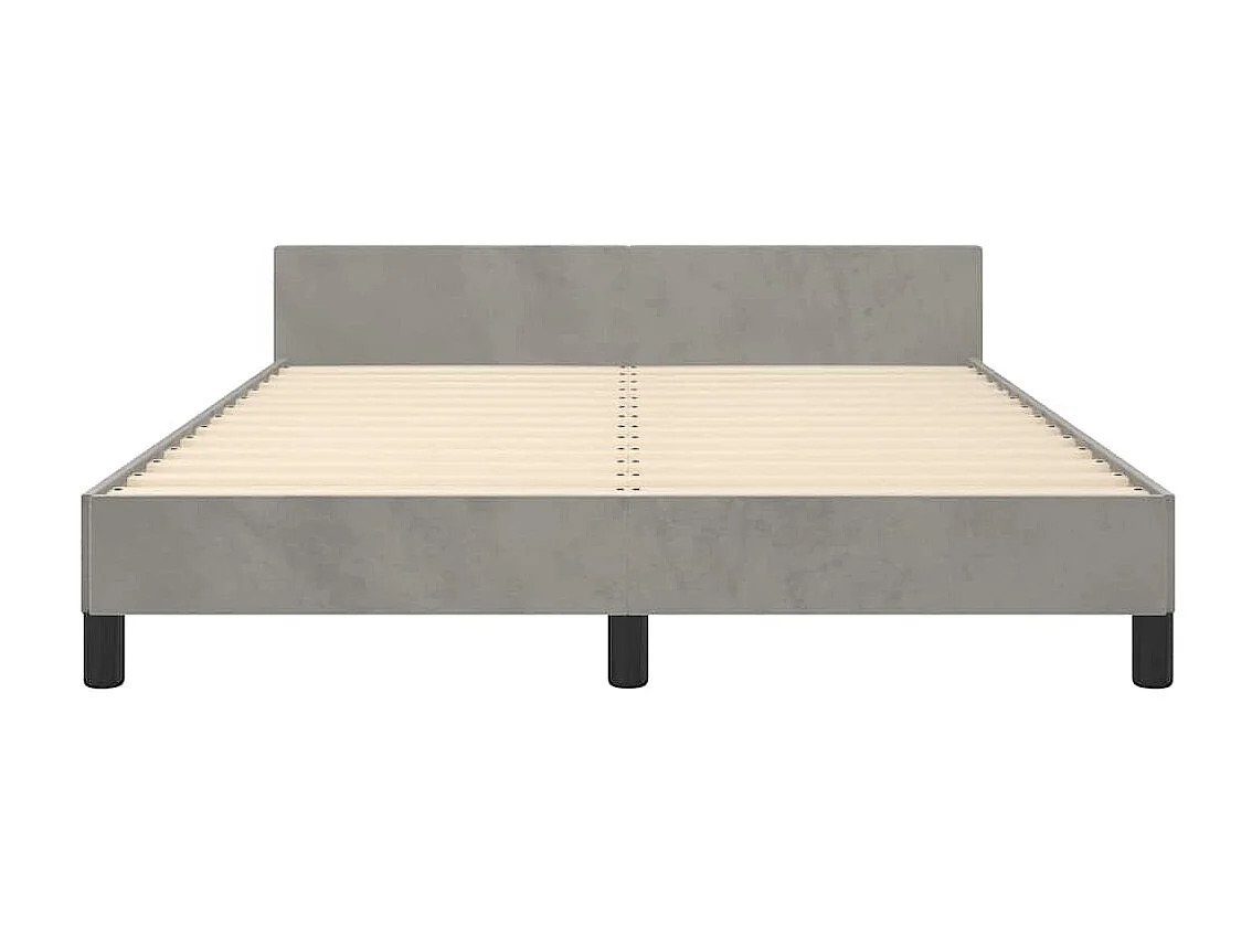 Lit double | Lit adulte | Cadre de lit gris clair 140x190 cm velours