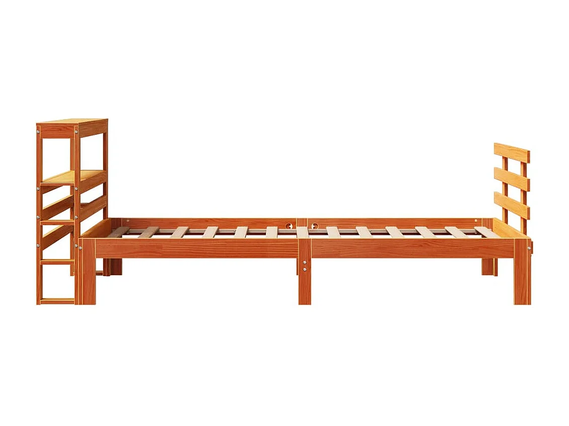 Letto per adulti | Letto singolo | Giroletto con Testiera Marrone Cera 100x200 cm Massello Pino