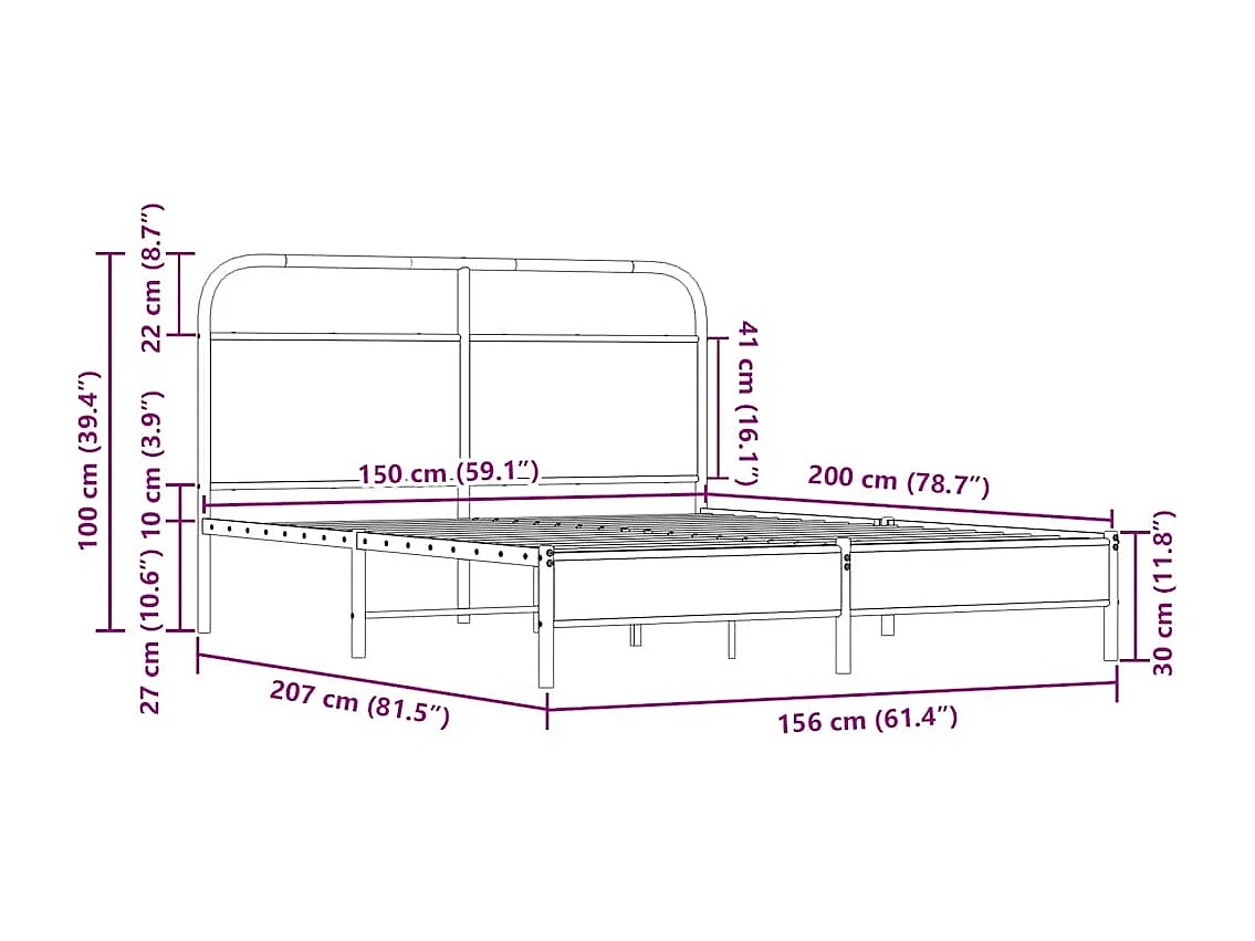 Letto per adulti | Letto matrimoniale | Giroletto senza Materasso Rovere Sonoma 150x200cm in Truciolato