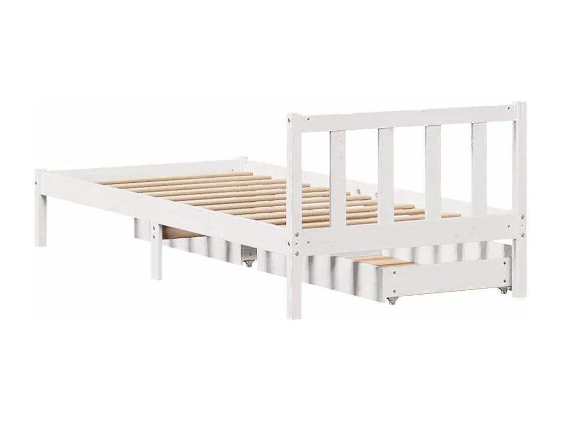 Lit simple | Lit adulte, enfant | Cadre de lit blanc 75x190 cm bois de pin massif