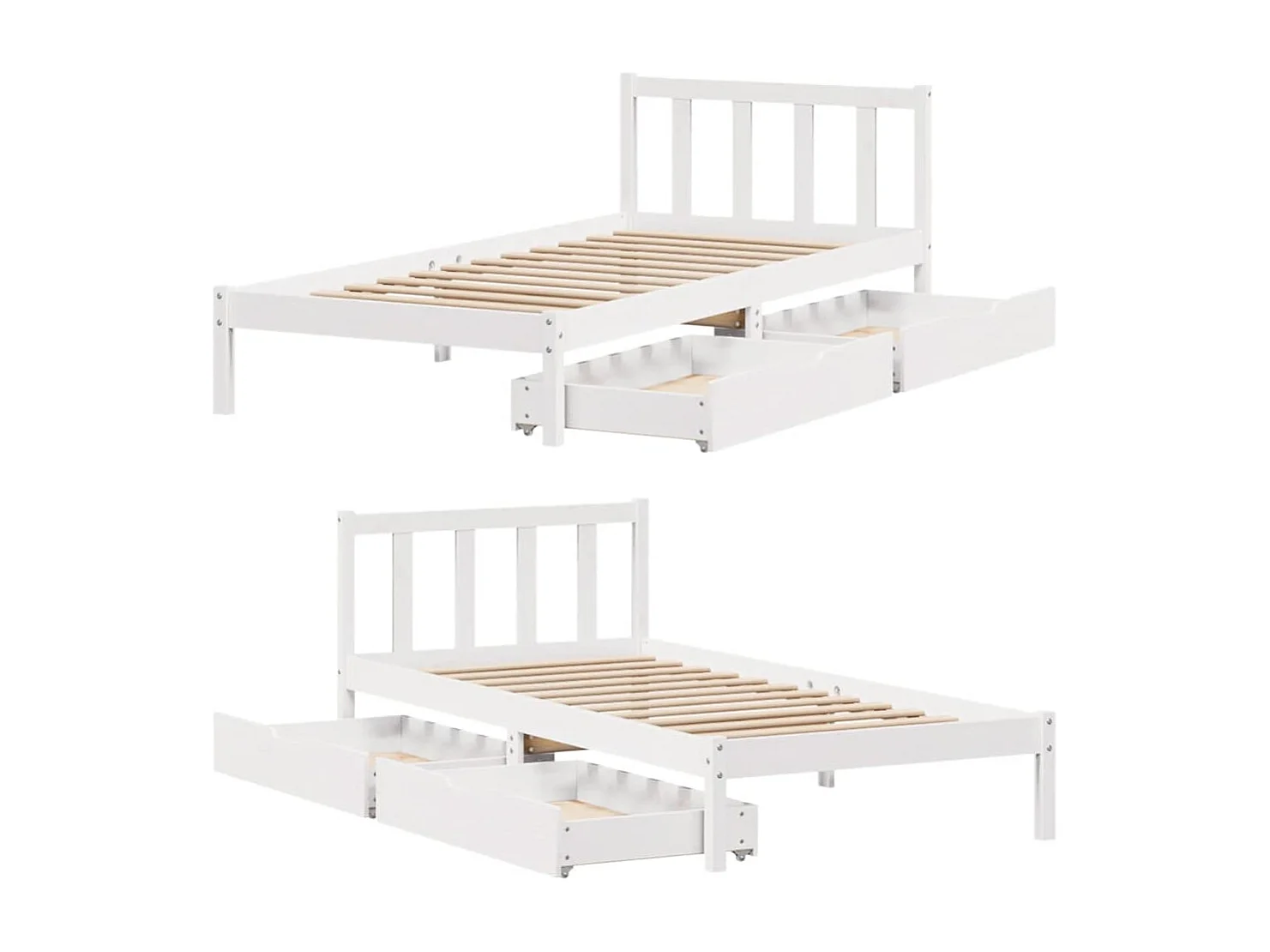 Lit simple | Lit adulte, enfant | Cadre de lit blanc 75x190 cm bois de pin massif