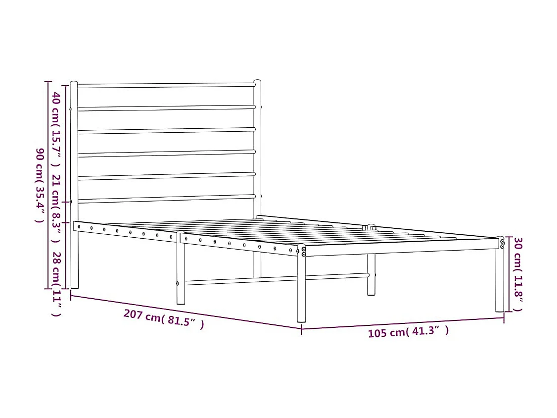 Lit simple | Lit adulte, enfant | Cadre de lit métal et tête de lit blanc 100x200 cm