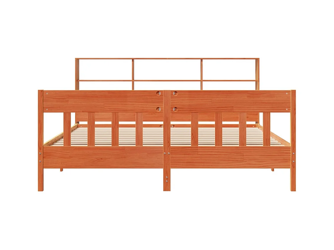 Letto per adulti | Letto matrimoniale | Giroletto senza Materasso Marrone Cera 180x200 cm Legno di Pino