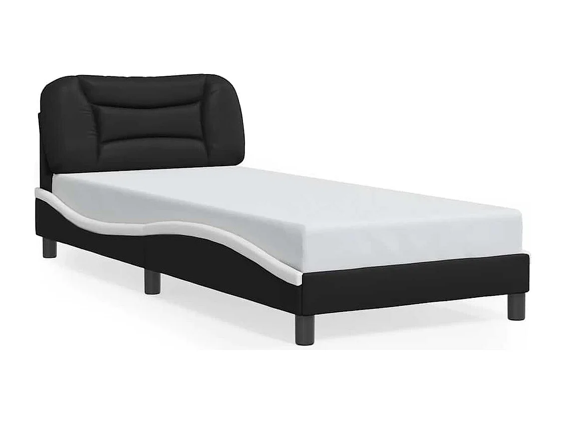 Lit simple | Lit adulte, enfant | Cadre de lit avec LED noir et blanc 80x200 cm