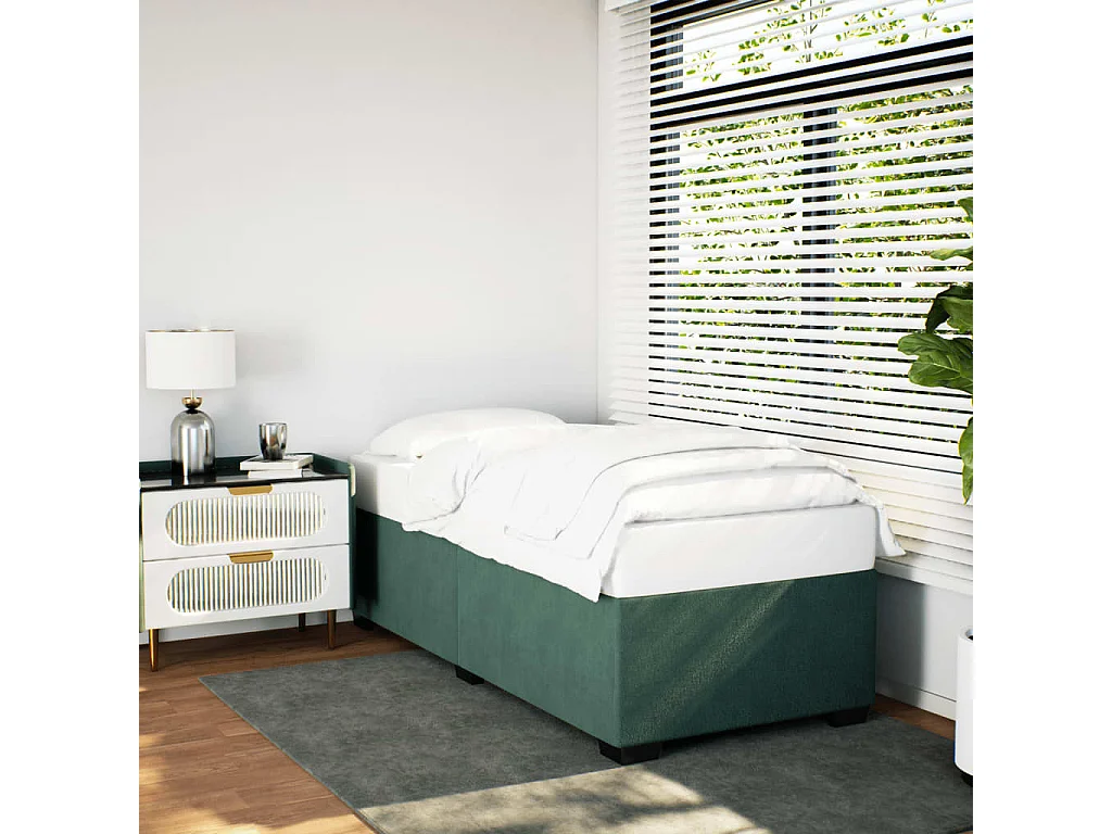 Lit simple | Lit adulte, enfant | Cadre de lit vert foncé 80x200 cm velours