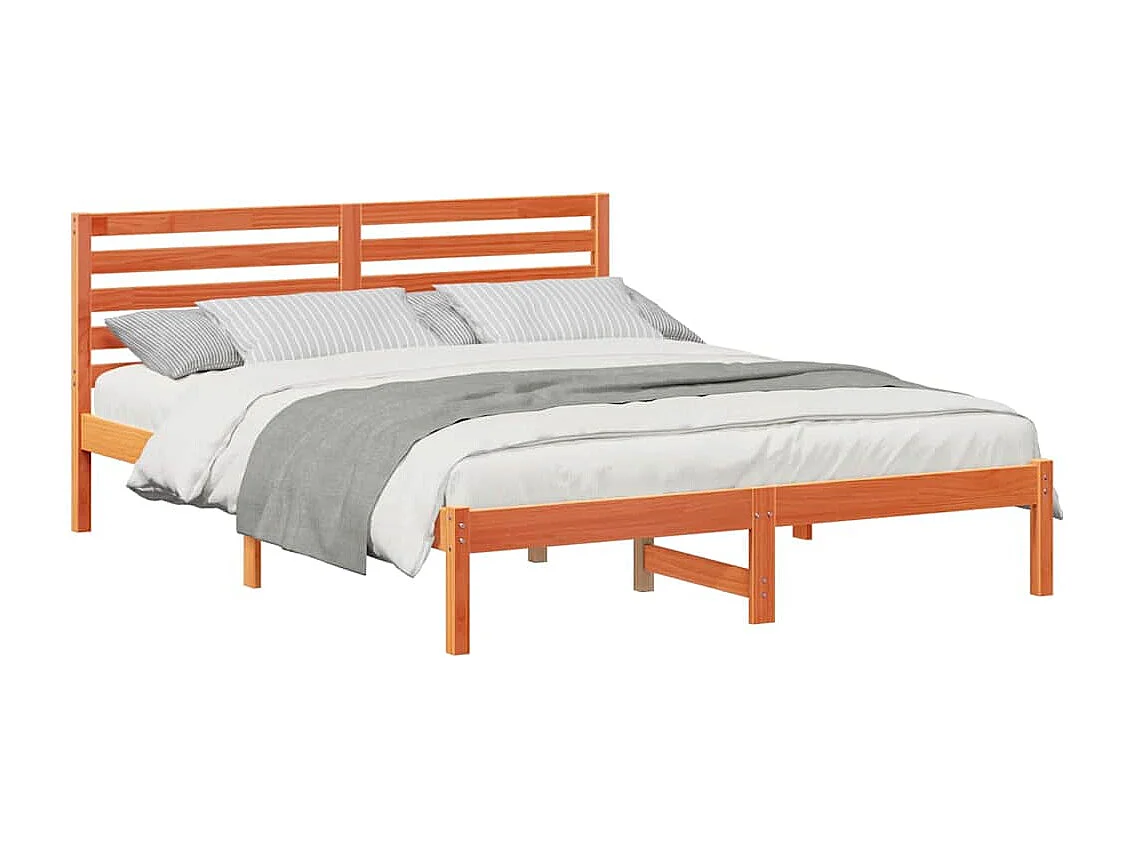 Lit double | Lit adulte | Cadre de lit Marron cire 150x200 cm Bois massif en pin