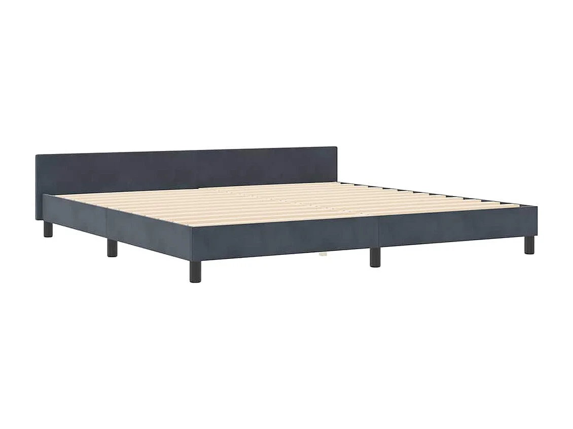 Lit double | Lit adulte | Cadre de lit avec tête de lit Gris foncé 200x200 cm Velours