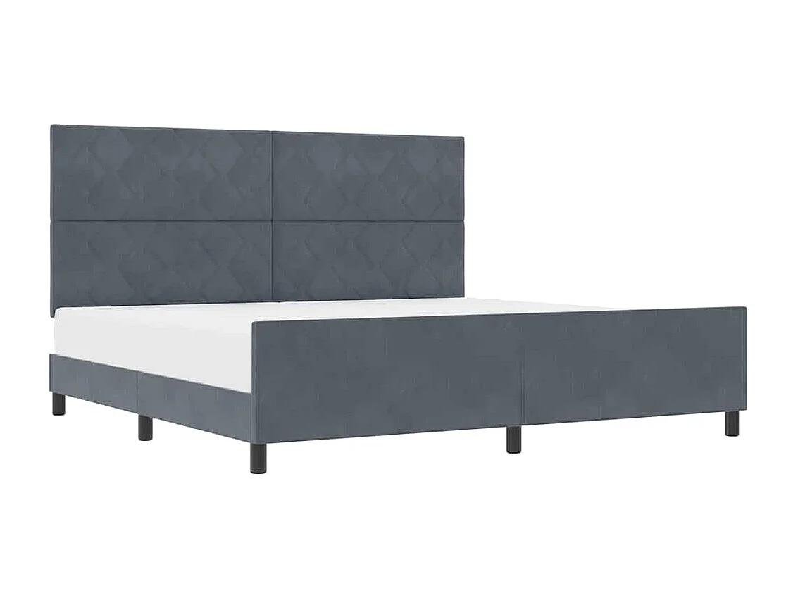 Lit double | Lit adulte | Cadre de lit avec tête de lit Gris foncé 200x200 cm Velours