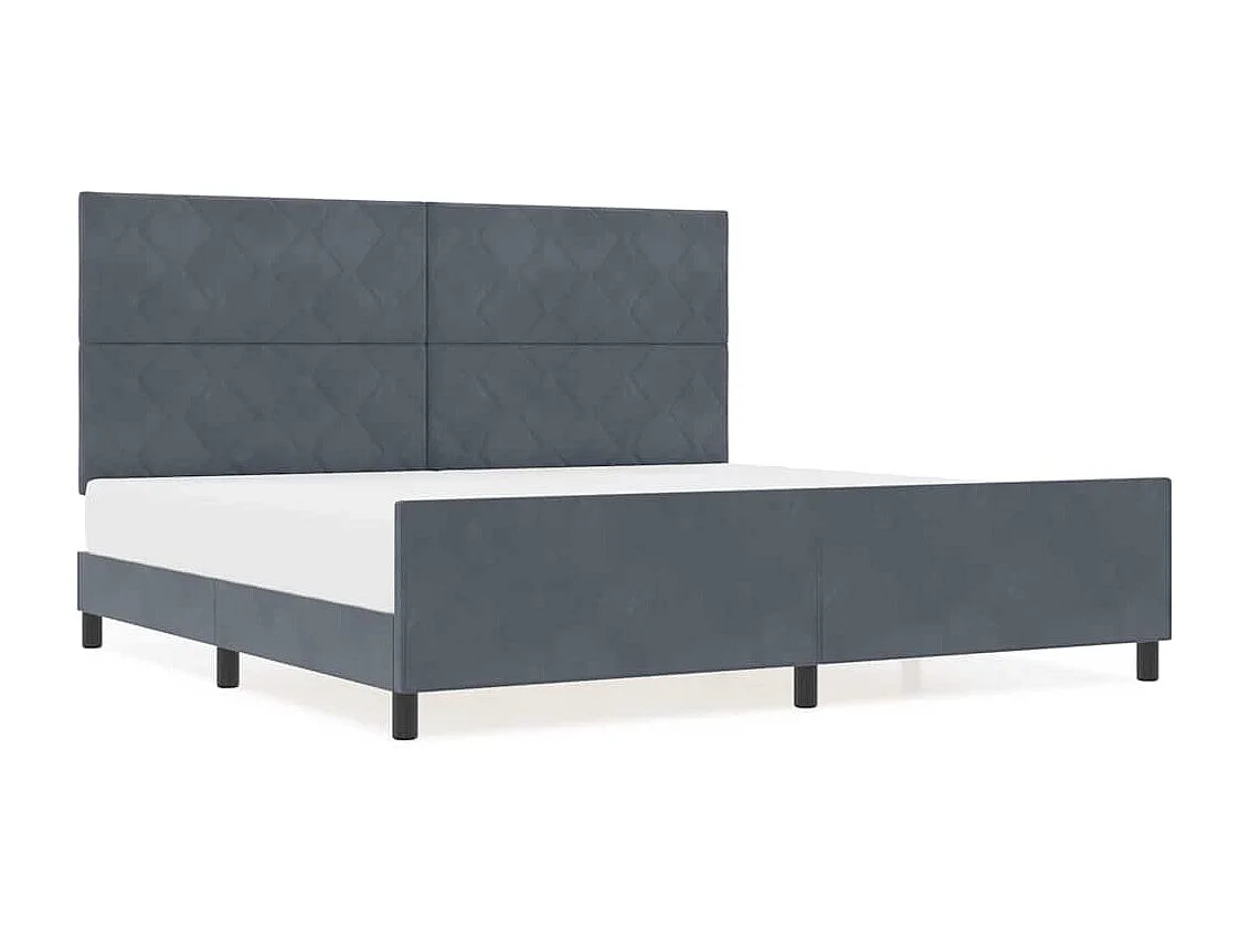 Lit double | Lit adulte | Cadre de lit avec tête de lit Gris foncé 200x200 cm Velours