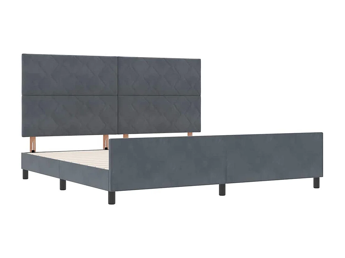 Lit double | Lit adulte | Cadre de lit avec tête de lit Gris foncé 200x200 cm Velours
