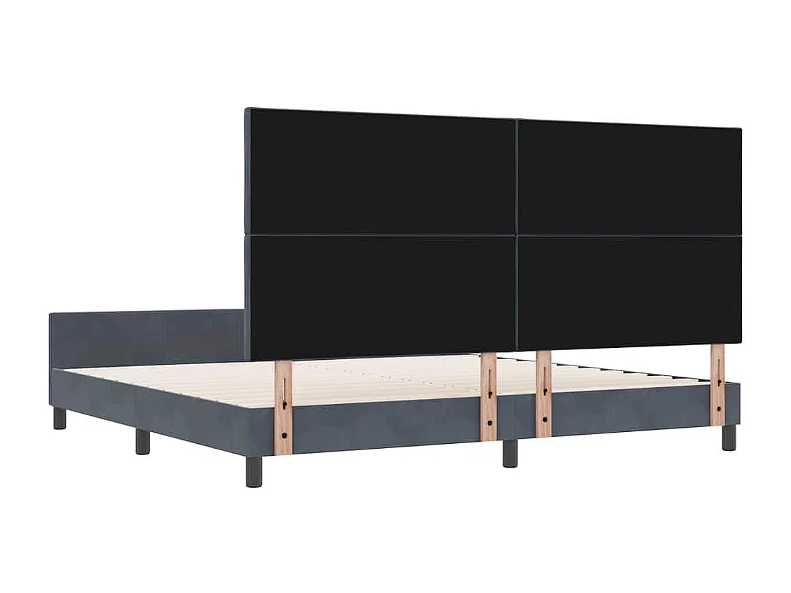 Lit double | Lit adulte | Cadre de lit avec tête de lit Gris foncé 200x200 cm Velours