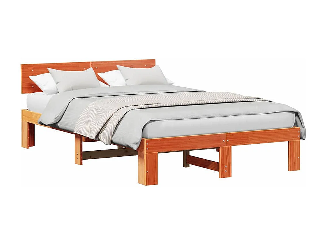 Lit double | Lit adulte | Cadre de lit Marron 140x190 cm Bois de pin massif