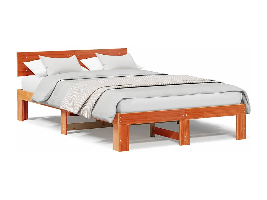 Lit double | Lit adulte | Cadre de lit Marron 140x190 cm Bois de pin massif