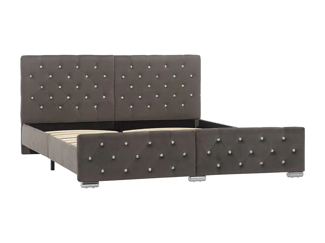 Lit double | Lit adulte | Cadre de lit gris velours 160x200 cm