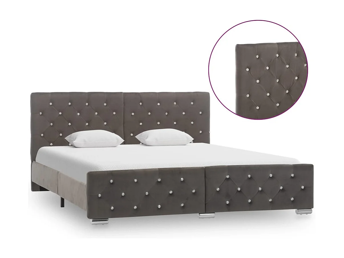 Lit double | Lit adulte | Cadre de lit gris velours 160x200 cm