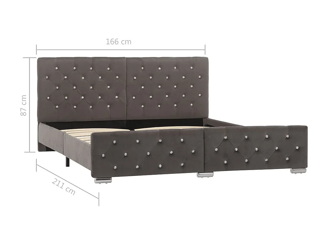 Lit double | Lit adulte | Cadre de lit gris velours 160x200 cm