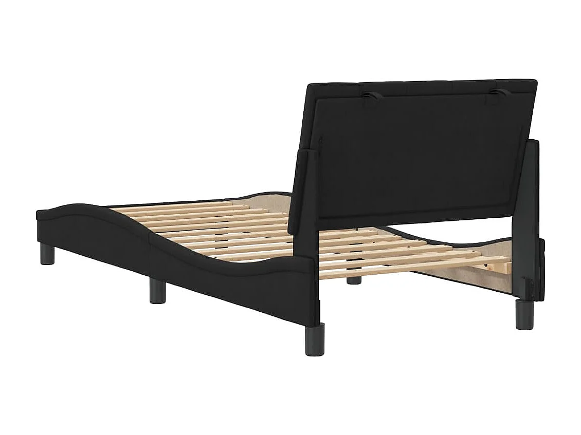 Lit simple | Lit adulte, enfant | Cadre de lit noir 90x200 cm velours