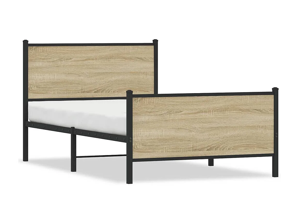 Lit simple | Lit adulte, enfant | Cadre de lit en métal chêne sonoma 100x190 cm