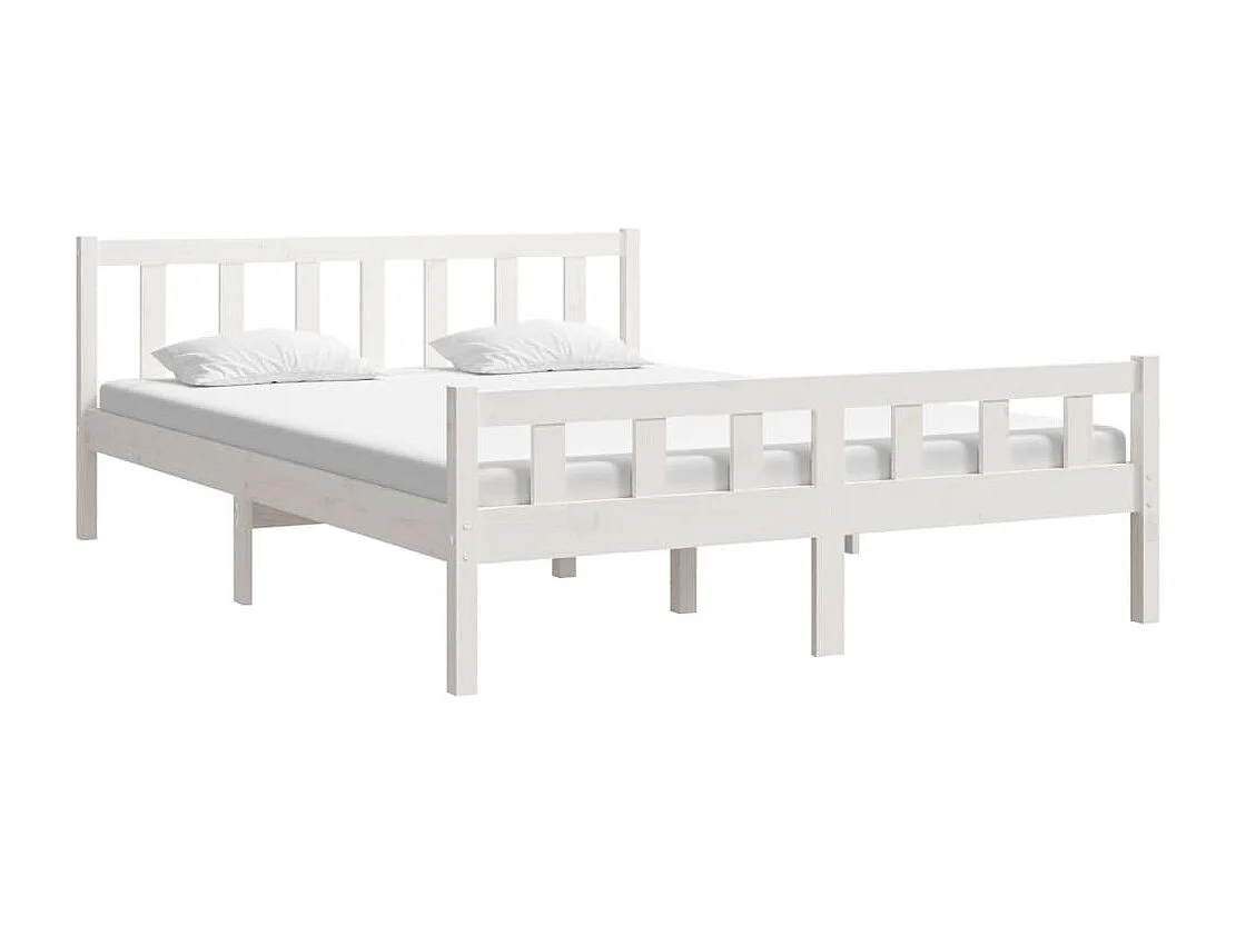 Lit double | Lit adulte | Cadre de lit blanc bois de pin massif 150x200 cm