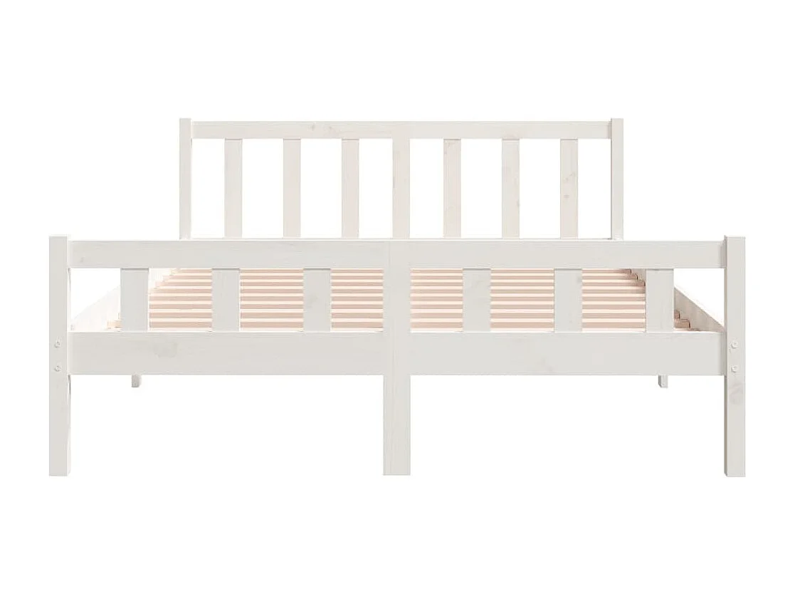 Lit double | Lit adulte | Cadre de lit blanc bois de pin massif 150x200 cm