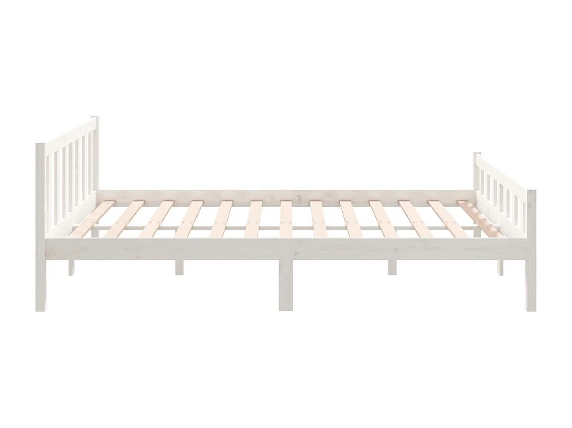 Lit double | Lit adulte | Cadre de lit blanc bois de pin massif 150x200 cm