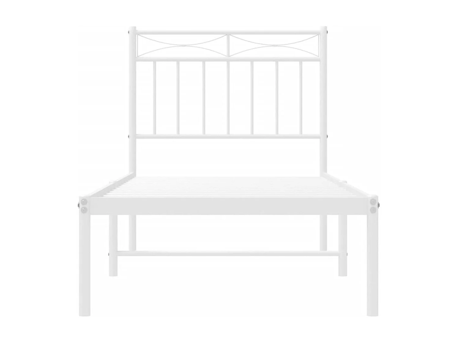 Lit simple | Lit adulte, enfant | Cadre de lit métal avec tête de lit blanc 80x200cm