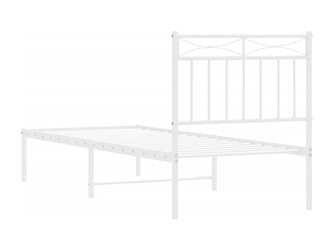 Lit simple | Lit adulte, enfant | Cadre de lit métal avec tête de lit blanc 80x200cm