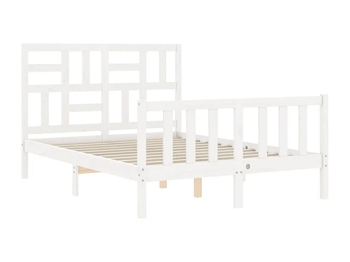 Lit double | Lit adulte | Cadre de lit blanc 140x200 cm bois de pin massif
