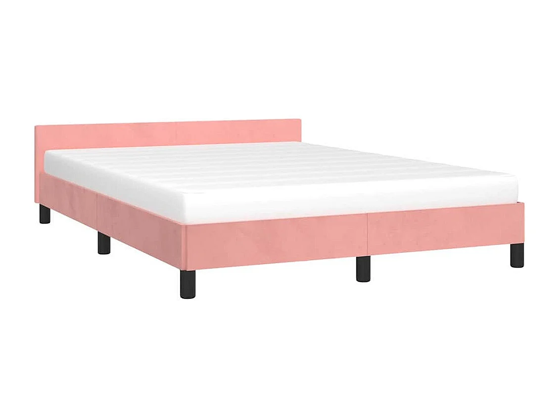 Lit double | Lit adulte | Cadre de lit et tête de lit rose 140x190cm velours