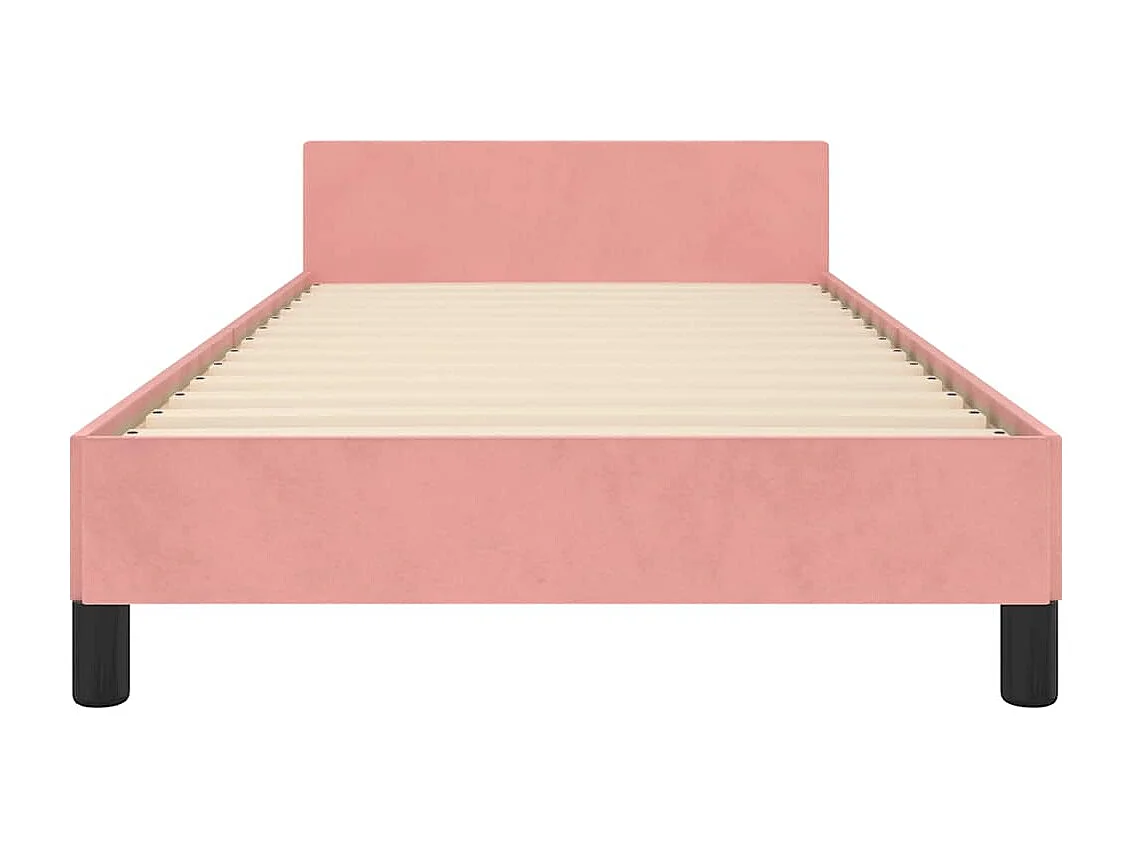Lit simple | Lit adulte, enfant | Cadre de lit et tête de lit rose 100x200cm velours