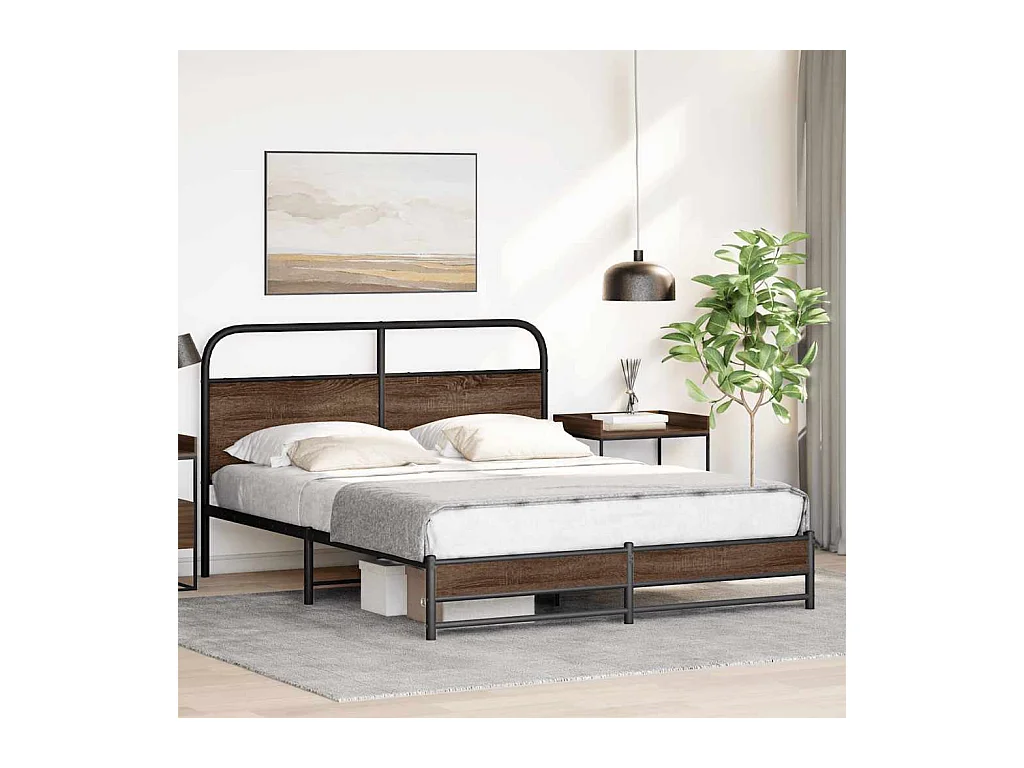 Letto per adulti | Letto matrimoniale | Giroletto senza Materasso Rovere Marrone 150x200 cm Truciolato