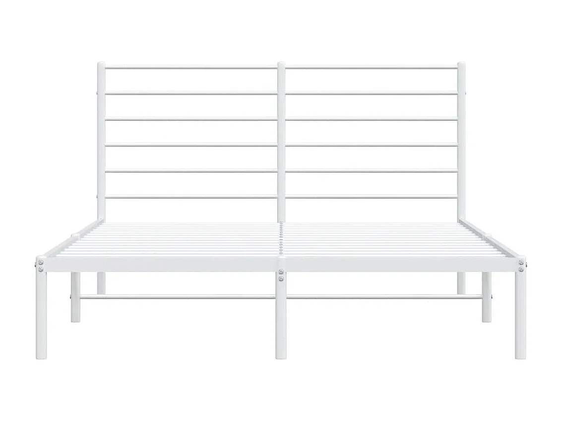 Lit simple | Lit adulte, enfant | Cadre de lit métal et tête de lit blanc 120x200 cm