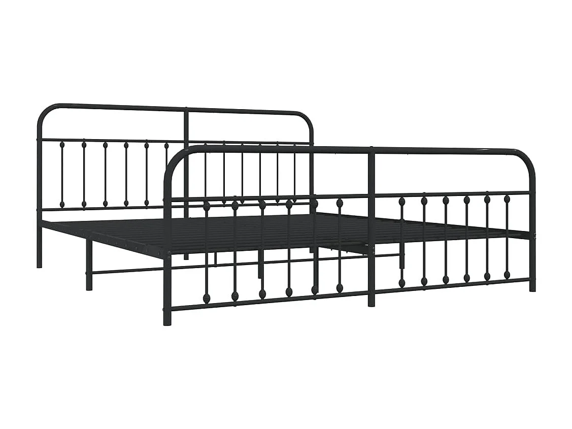 Lit double | Lit adulte | Cadre de lit métal avec pied de lit noir 200x200cm