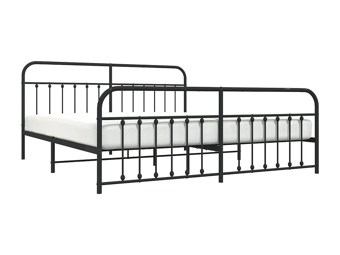 Lit double | Lit adulte | Cadre de lit métal avec pied de lit noir 200x200cm