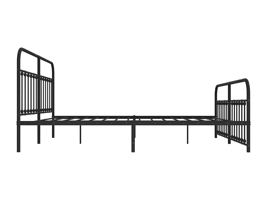 Lit double | Lit adulte | Cadre de lit métal avec pied de lit noir 200x200cm