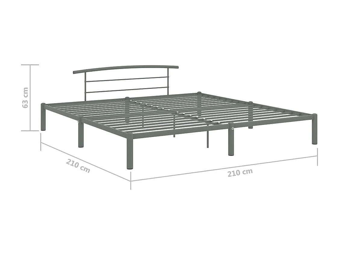 Lit double | Lit adulte | Cadre de lit gris métal 200x200 cm