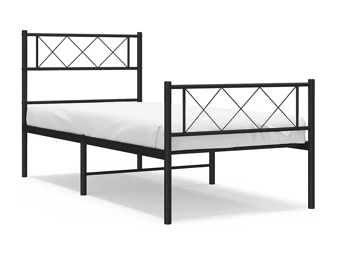 Lit simple | Lit adulte, enfant | Cadre de lit métal et pied de lit noir 100x200 cm