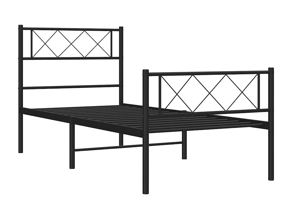 Lit simple | Lit adulte, enfant | Cadre de lit métal et pied de lit noir 100x200 cm