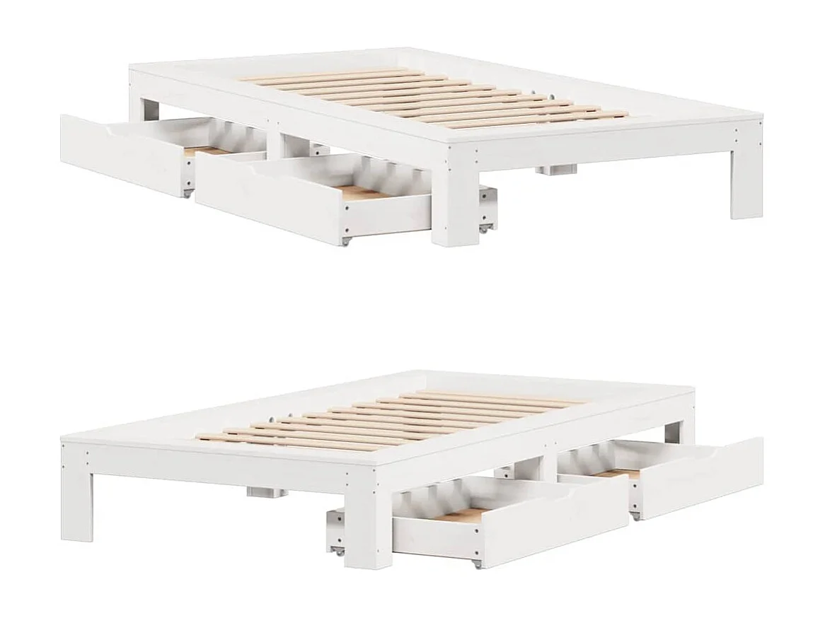 Letto per adulti | Letto singolo | Giroletto senza Materasso Bianco 90x200 cm Legno Massello Pino