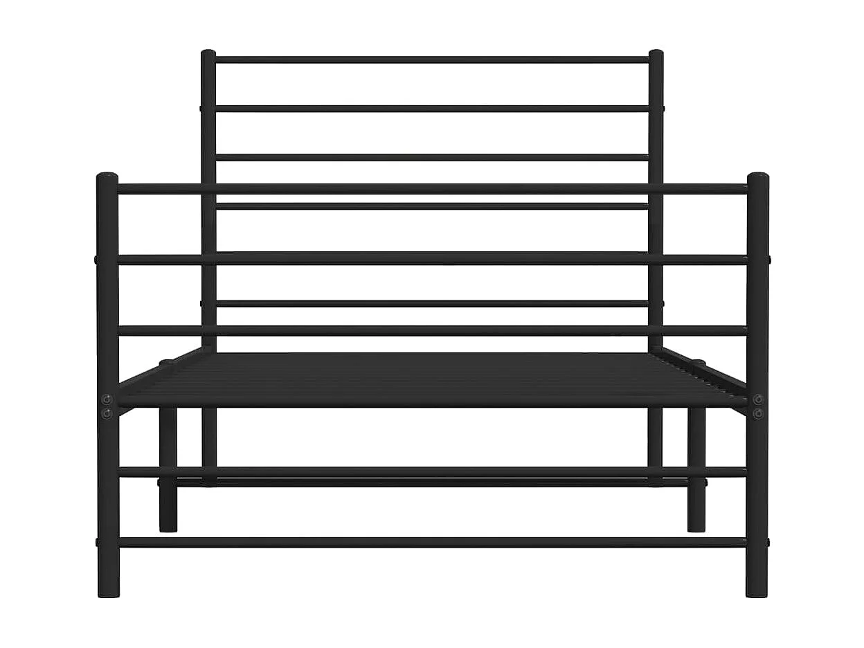 Lit simple | Lit adulte, enfant | Cadre de lit métal avec pied de lit noir 90x190 cm