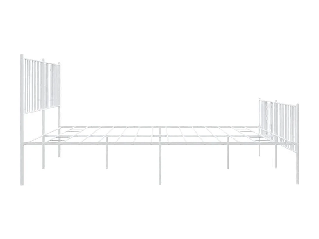 Lit double | Lit adulte | Cadre de lit métal et pied de lit blanc 193x203 cm