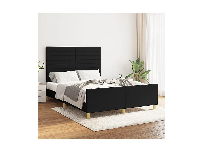 Lit double | Lit adulte | Cadre de lit noir 140x190 cm tissu