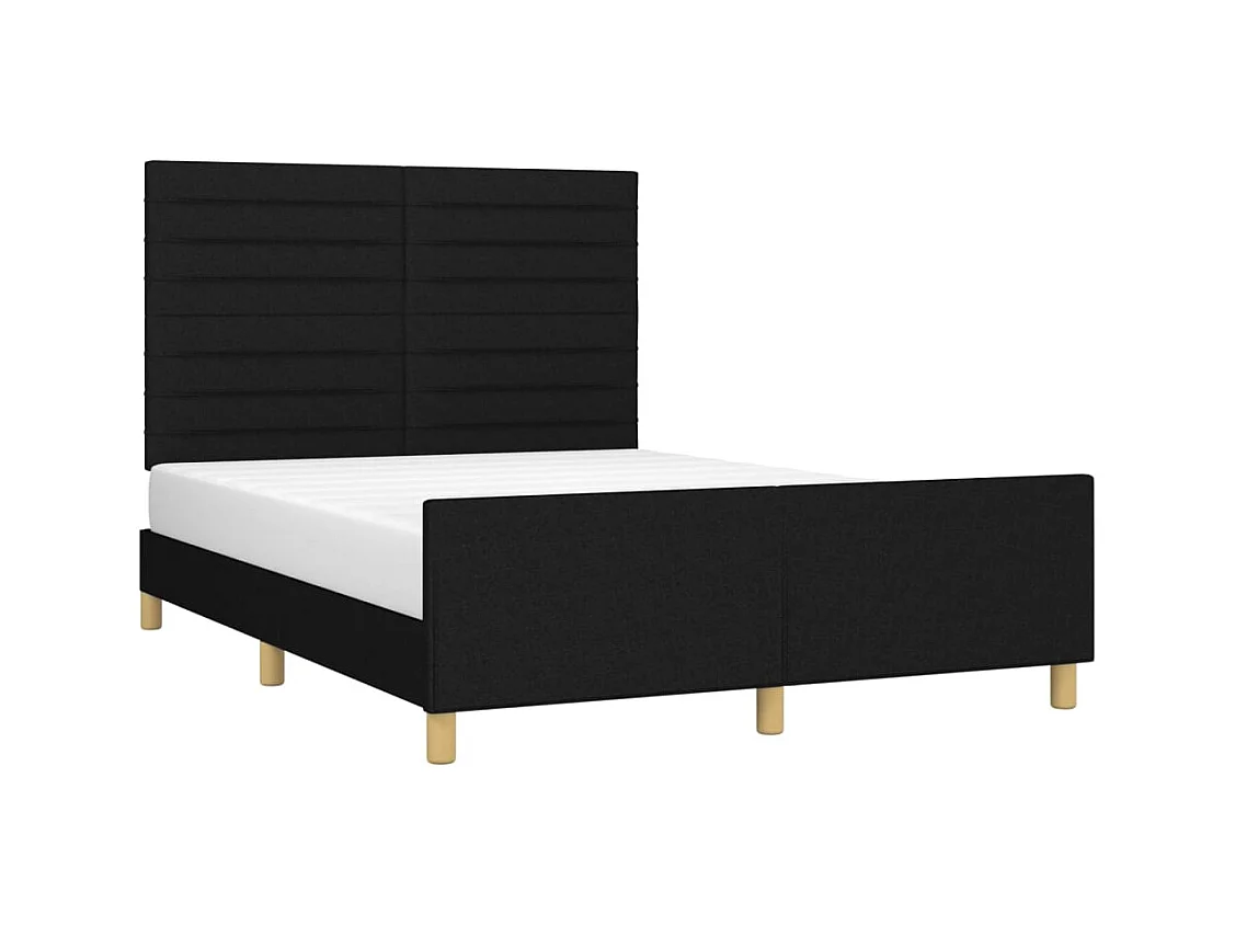 Lit double | Lit adulte | Cadre de lit noir 140x190 cm tissu