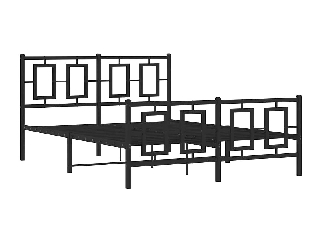 Lit double | Lit adulte | Cadre de lit métal avec pied de lit noir 135x190cm