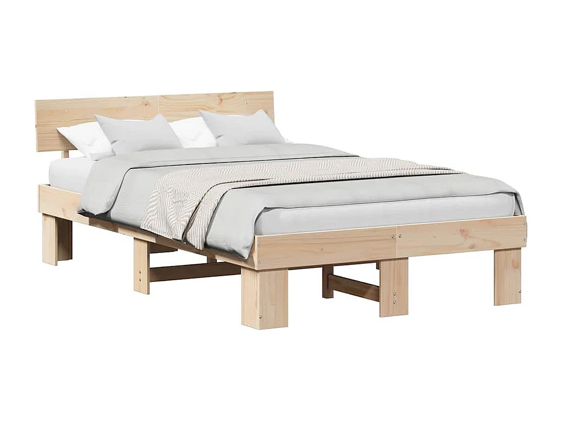 Lit simple | Lit adulte, enfant | Cadre de lit Marron 120x200 cm Bois massif en pin